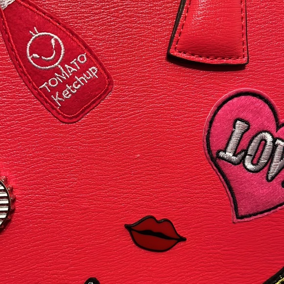 NWT AMY + JOEL Vegan Leather Shoulder Bag with 2D & 3D Ornaments and Patches - Picture 14 of 16